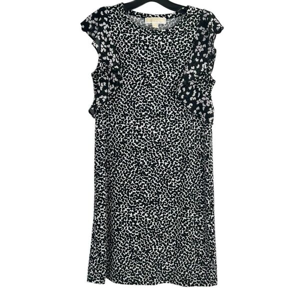 Michael Kors Shift Dress Black White Flutter Sleeve Size Small - Picture 1 of 9